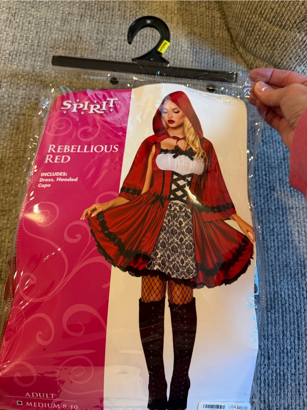 Spirit Rebellious Red Hooded Cape and Dress Costume - Red & Black